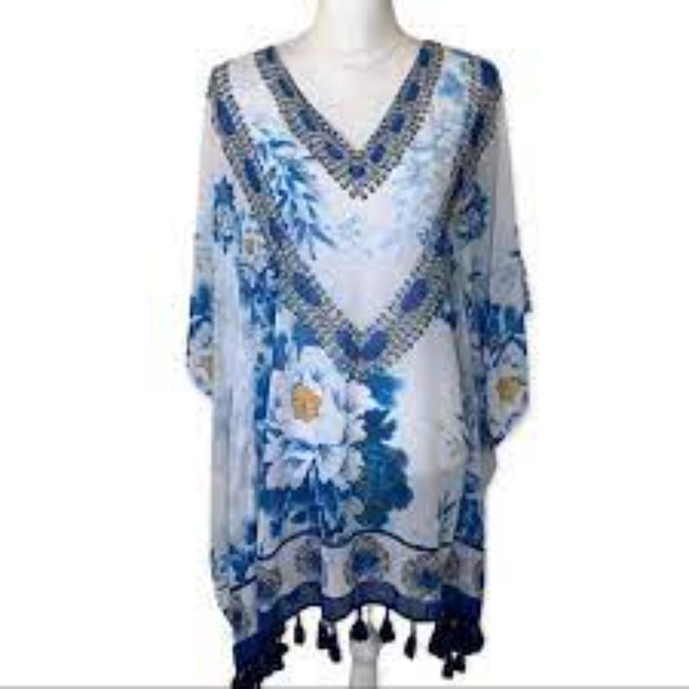 blue and white xs Kaftan